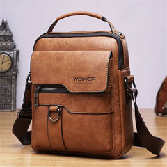 Men's Vintage PU Leather Shoulder Bag Stylish Casual Crossbody Messenger Bag