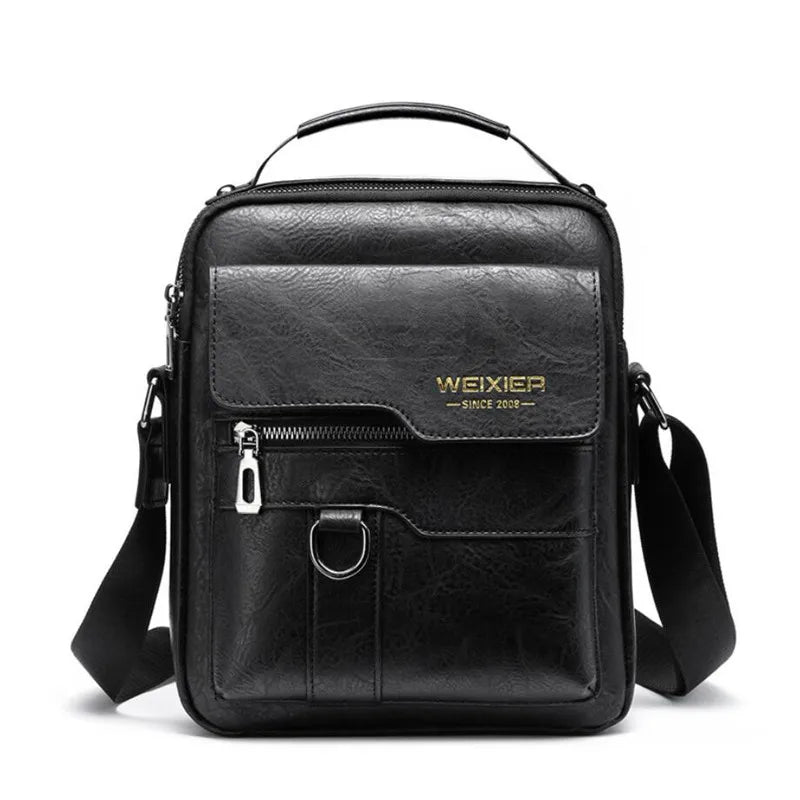 Men's Vintage PU Leather Shoulder Bag Stylish Casual Crossbody Messenger Bag