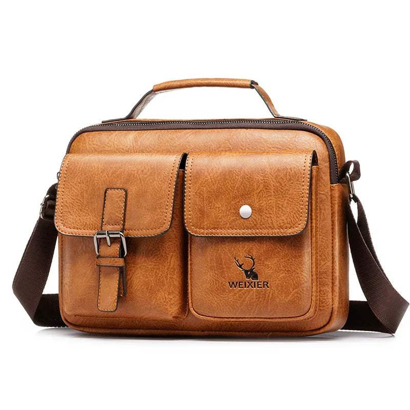 Men's Vintage Messenger Bag PU Leather Satchel Shoulder Tote