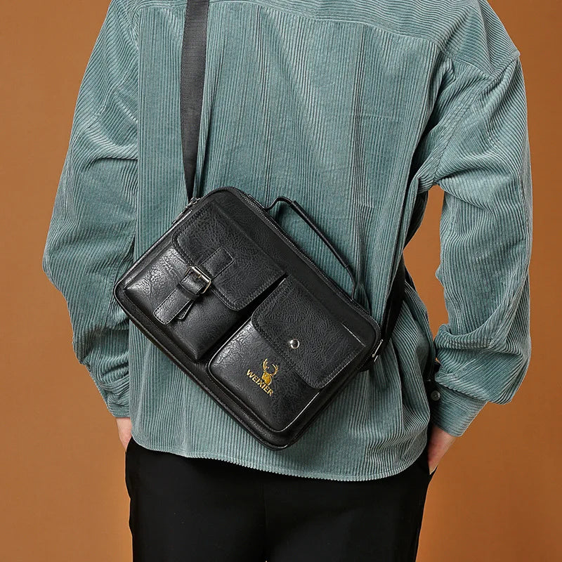 Men's Vintage Messenger Bag PU Leather Satchel Shoulder Tote