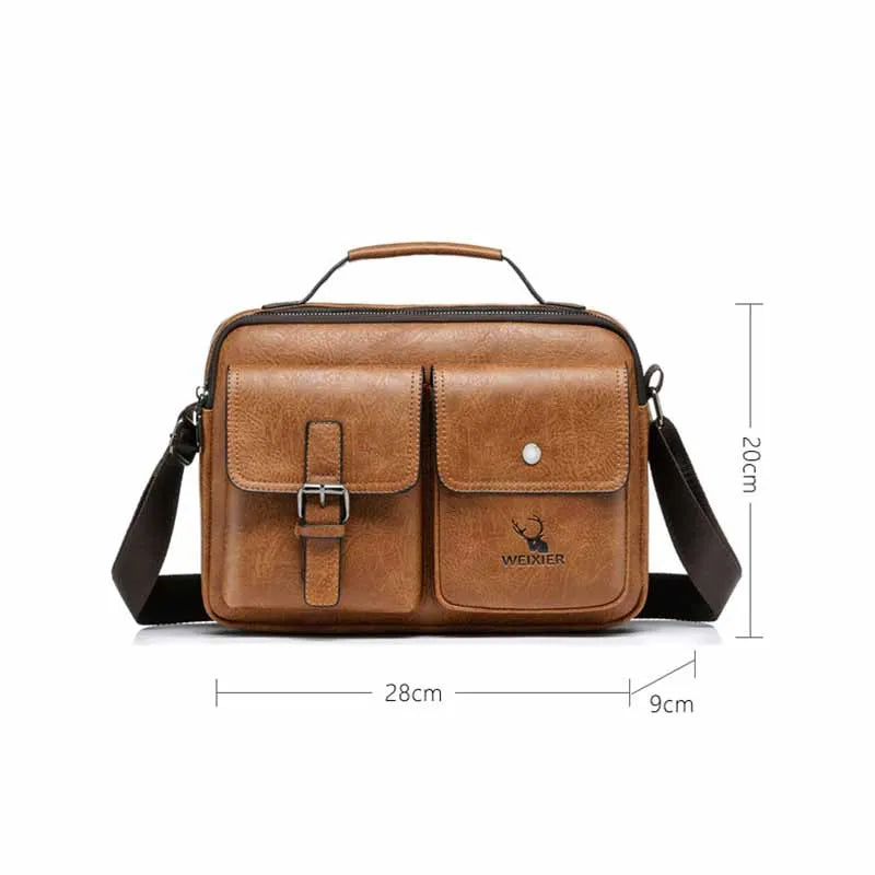 Men's Messenger Bag Vintage Man Tote Bag PU Leather Satchel Shoulder Bag
