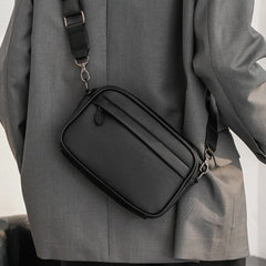 Men's Messenger Bags PU Leather Solid Crossbody Bag Small Male Shoulder Handbag