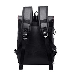 Men's Large-capacity PU Backpack School Laptop Travel Bag