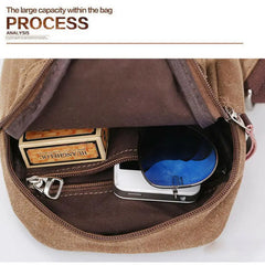 Men's Small Waist Bag Canvas Cross Body Handbag