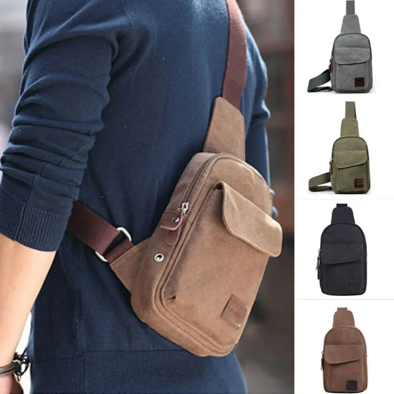 Men's Small Waist Bag Canvas Cross Body Handbag