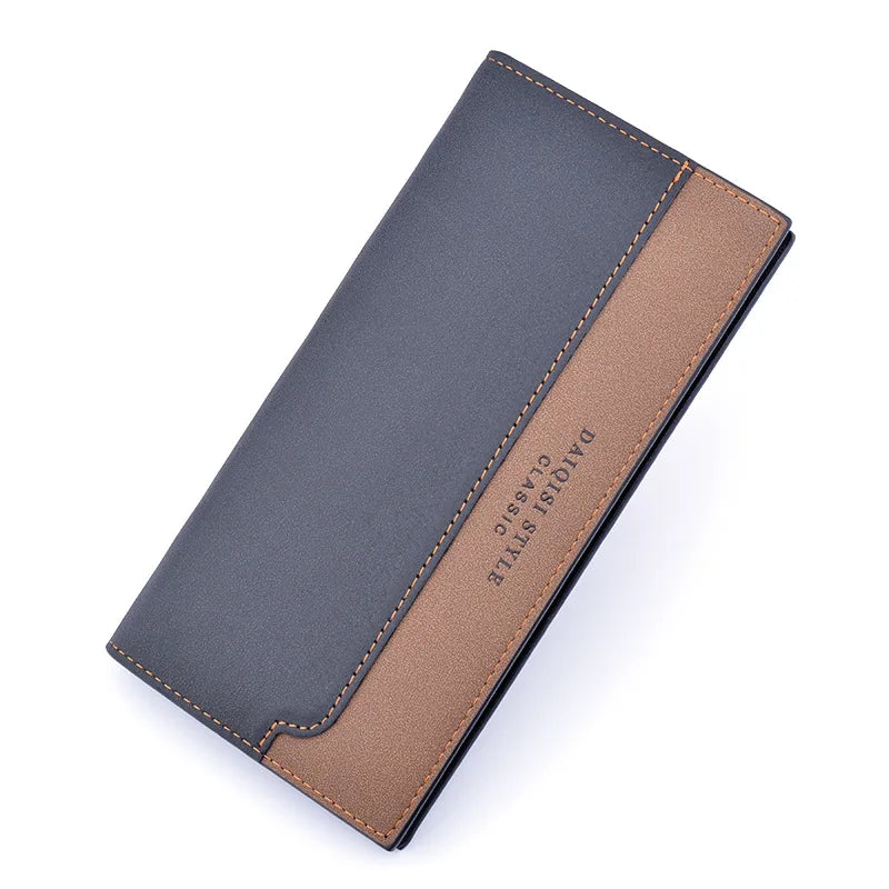 Men's Long Style Contrast Wallet Multi-card Suit Bag
