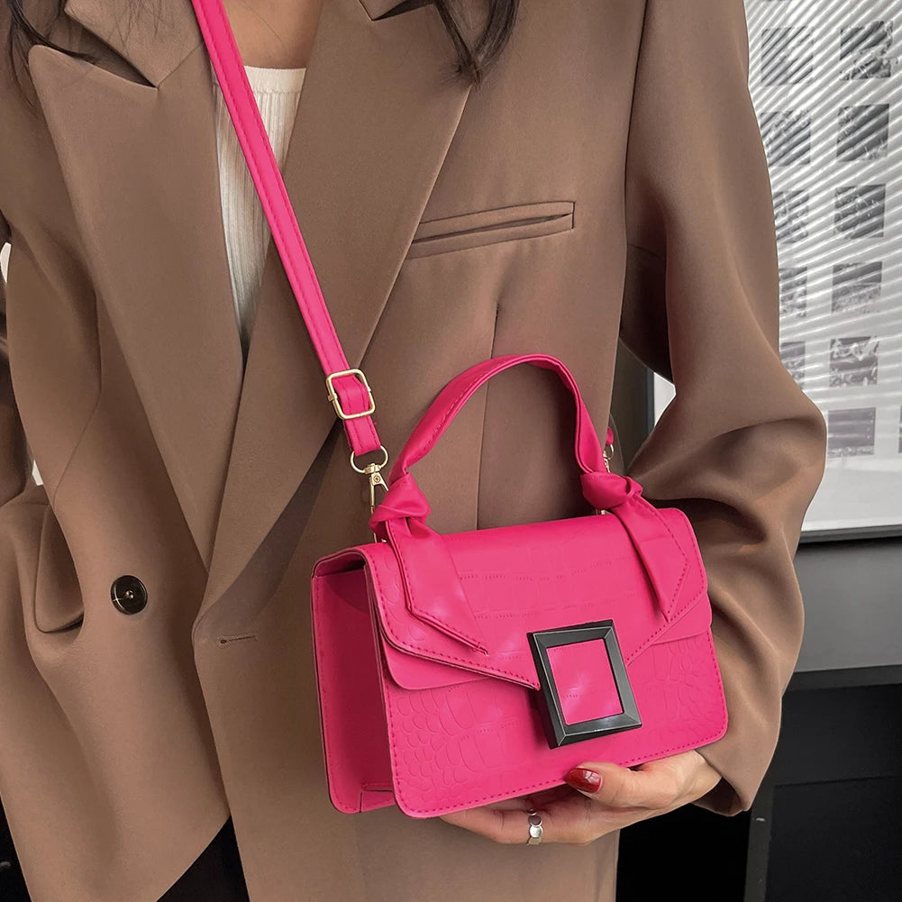 Matte PU Leather Messenger Bag with Knot Handle