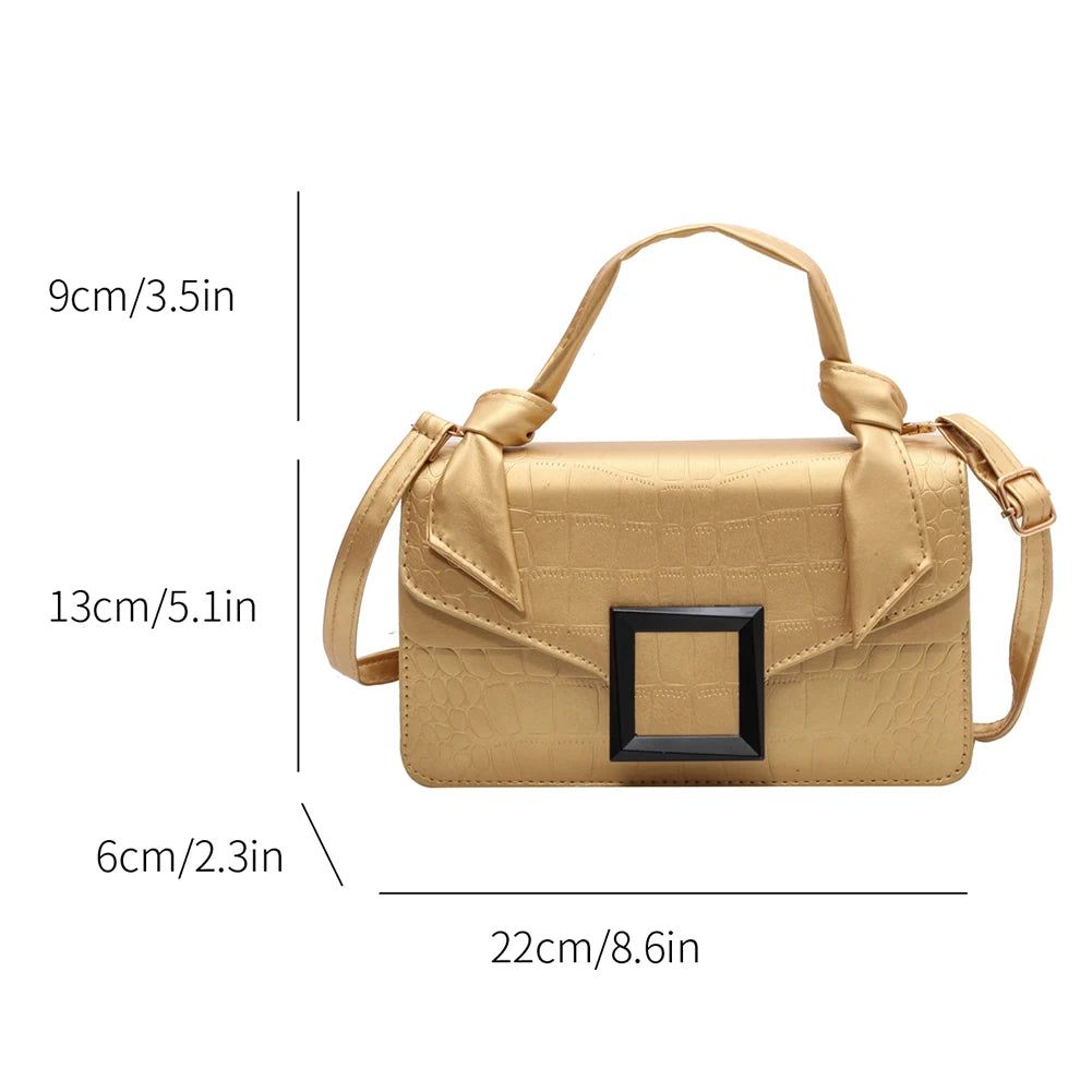 Matte PU Leather Messenger Bag with Knot Handle