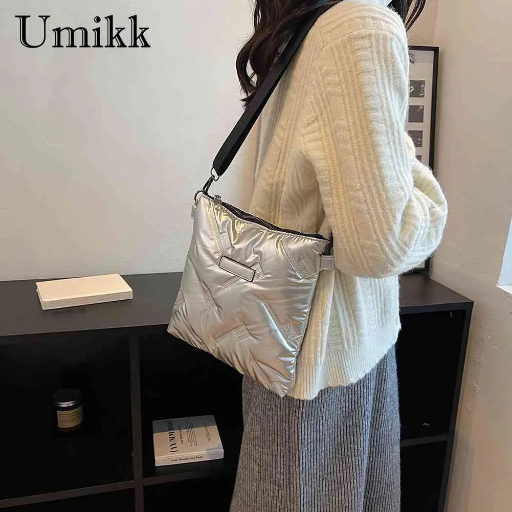 Messenger Bag Quilted Crossbody Handbag Solid Zipper Travel Lady Purse