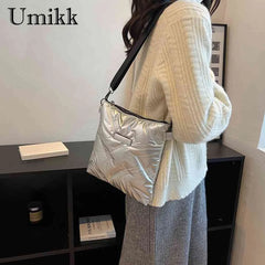 Messenger Bag Quilted Crossbody Handbag Solid Zipper Travel Lady Purse