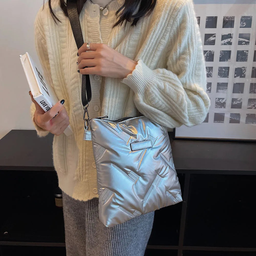 Quilted Cotton Messenger Bag Padded Women Handbags