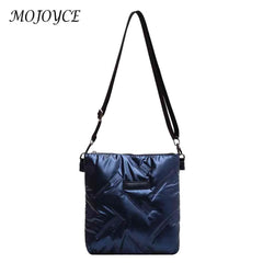 Quilted Cotton Messenger Bag Padded Shoulder Handbags Solid Travel Lady Purse
