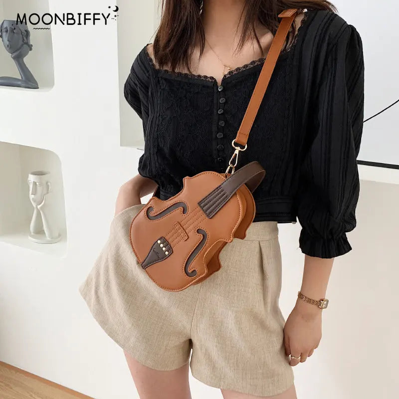 Vintage Violin Shoulder Bag for Women Crossbody Bags