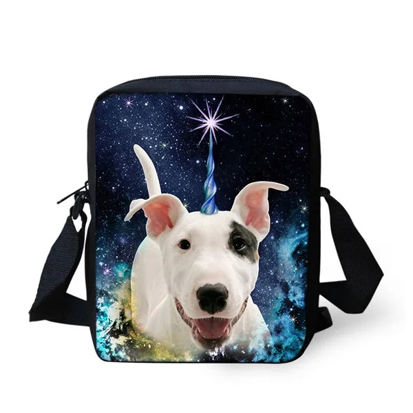 Pet Cat Dog Pattern Crossbody Bag Bull Terrier Shoulder Bag