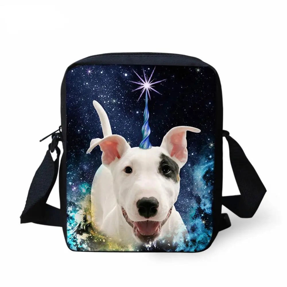 Pet Cat Dog Pattern Crossbody Bag Bull Terrier Shoulder Bag
