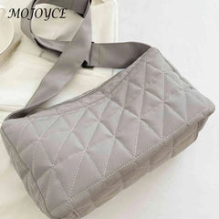 Cotton Padded Messenger Bag Quilted Rhombus for Autumn And Winter