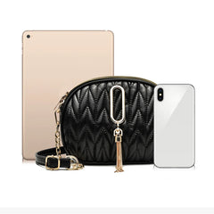 Solid Women Shoulder Crossbody Bags with Chain Tassel Pendant