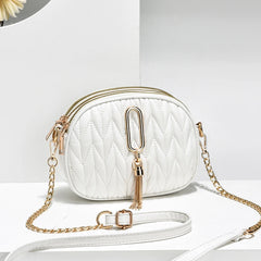 Solid Women Shoulder Crossbody Bags with Chain Tassel Pendant
