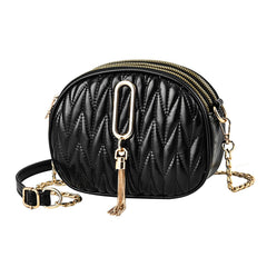Solid Women Shoulder Crossbody Bags with Chain Tassel Pendant