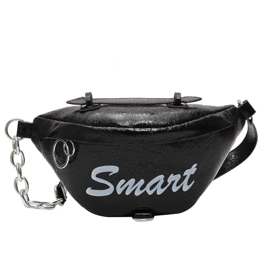 Metal Waist Packs Laser Leather Handbag 3 in 1 Chain Shoulder Bags