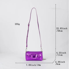 Metal Women Shoulder Bags Laser Small Flap Pu Leather Crossbody Messenger Bag
