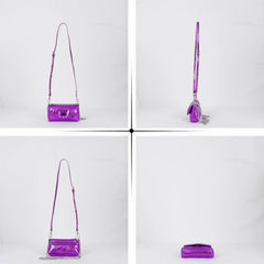 Metal Women Shoulder Bags Laser Small Flap Pu Leather Crossbody Messenger Bag
