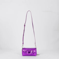 Metal Women Shoulder Bags Laser Small Flap Pu Leather Crossbody Messenger Bag