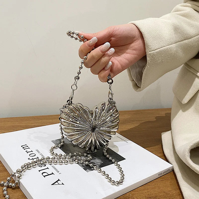 Metal Lipstick Bag for Women Dinner Shell Bag