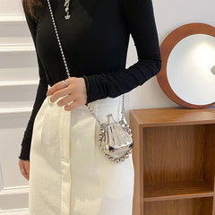 Metal Lipstick Bag for Women Dinner Bag Shell Bag High Shoulder Bags Purses Cros