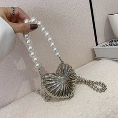 Metal Lipstick Bag for Women Dinner Bag Shell Bag High Shoulder Bags Purses Cros
