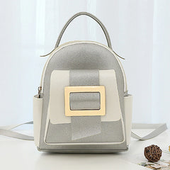 Mini Backpack Women PU Leather Patchwork Shoulder Bag Portable