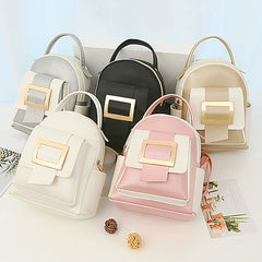 Mini Backpack Women PU Leather Patchwork Shoulder Bag Portable