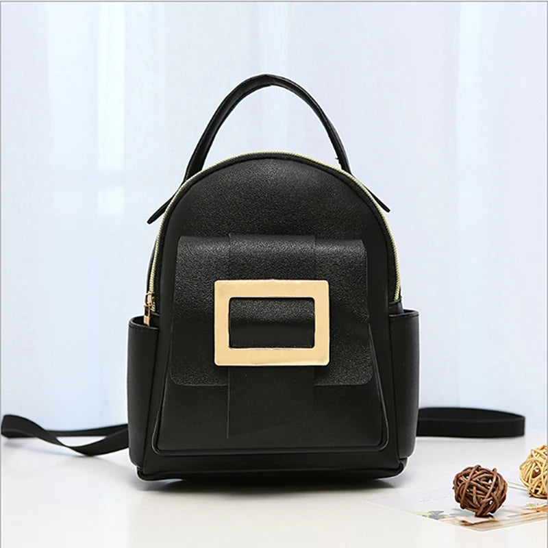 Mini Backpack Women PU Leather Patchwork Shoulder Bag Portable