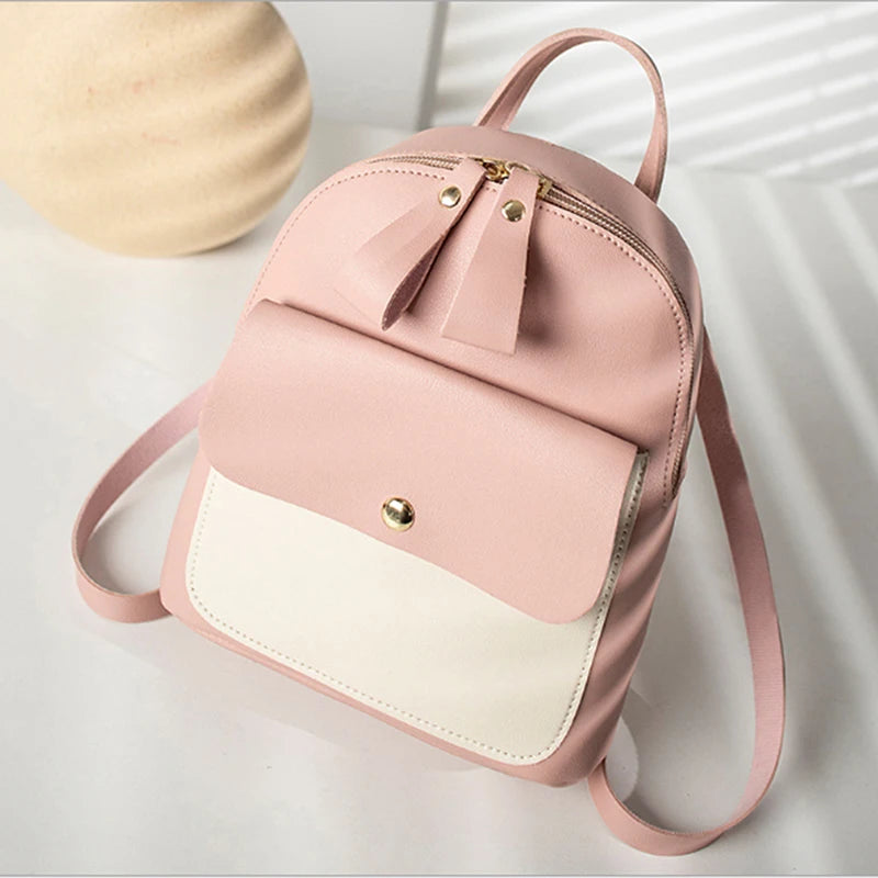 Mini PU Leather Backpack for Teenage Girls Multi-Function Small Bagpack