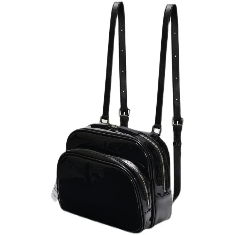 Women's Leather Mini Backpack - Casual Double-Shoulder Bag