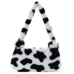 Winter Plush Handbag Animal Pattern Small Tote Bags For Women