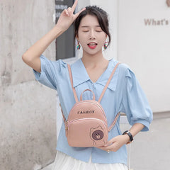 Mini Women Backpack PU Waterproof Student School Bag Cartoon Print