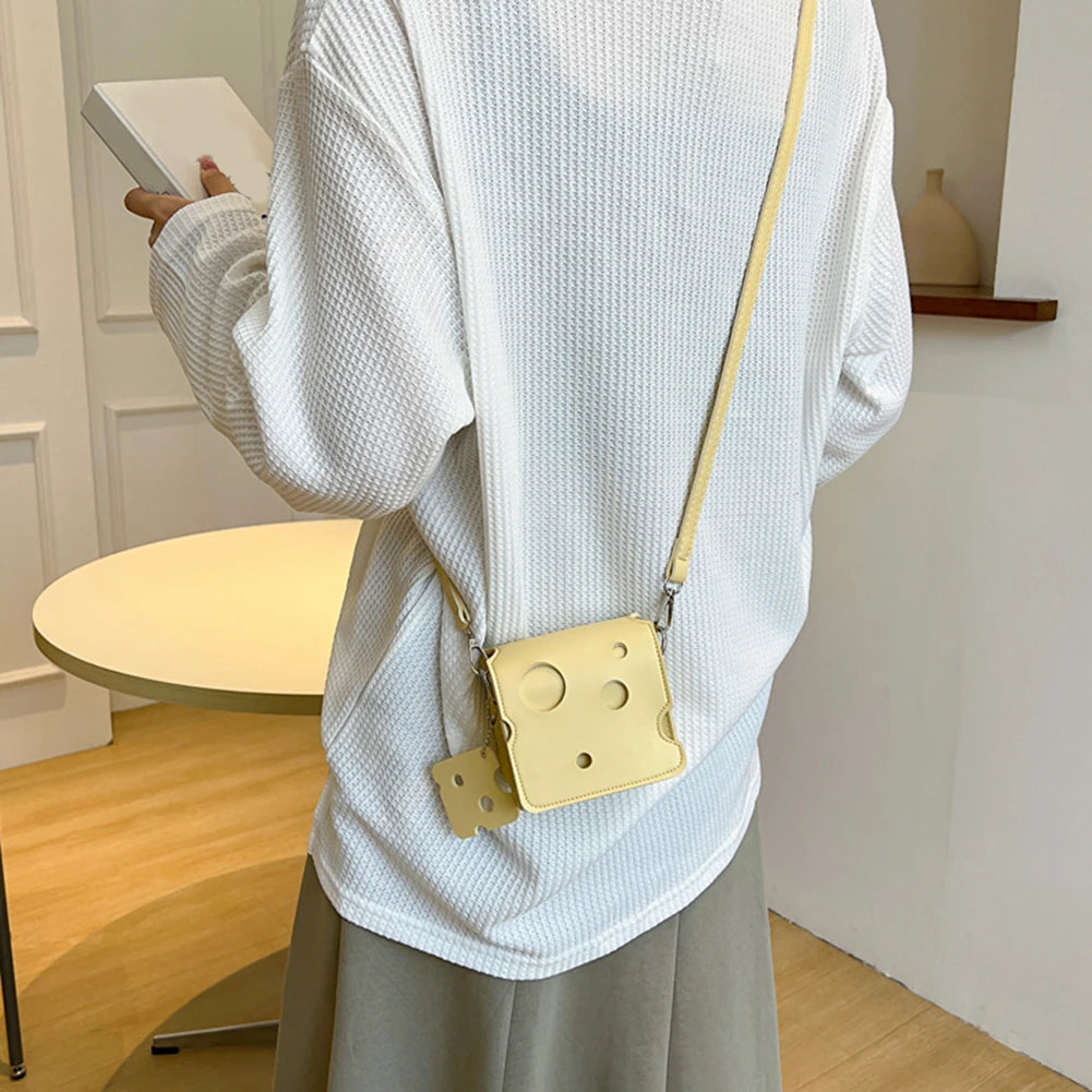 Mini Cheese Shaped Crossbody Phone Pouch Handbag for Travel