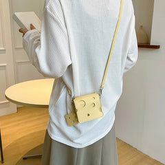 Mini Cheese Shaped Crossbody Phone Pouch Handbag for Travel