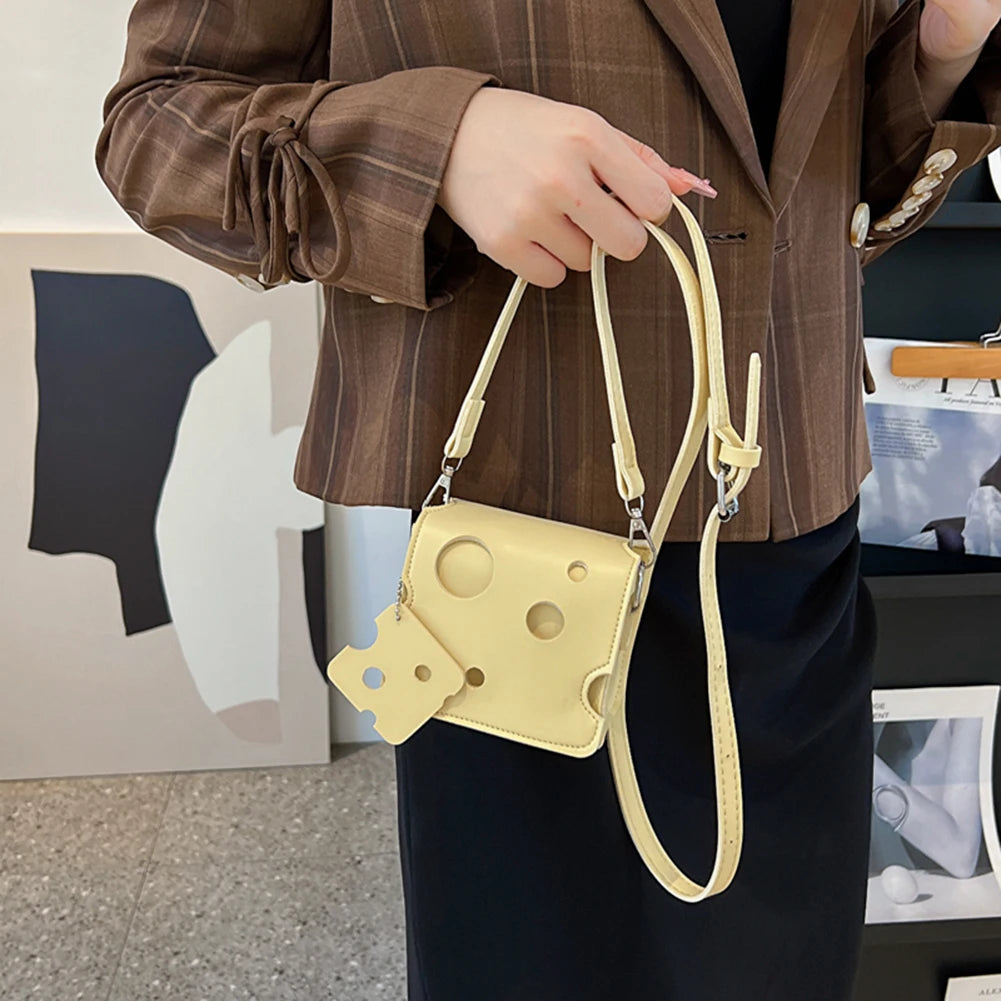 Mini Cheese Shaped Crossbody Phone Pouch Handbag for Travel