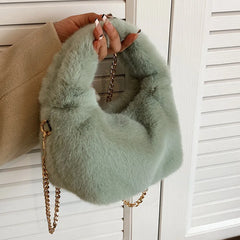 Mink Fur Handbag Ladies Shoulder Bags Winter Plush Shopper Tote Bags