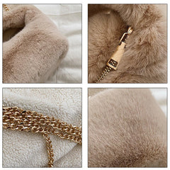 Mink Fur Handbag Ladies Shoulder Bags Winter Plush Shopper Tote Bags