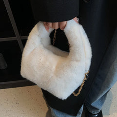 Mink Fur Handbag Ladies Shoulder Bags Winter Plush Shopper Tote Bags