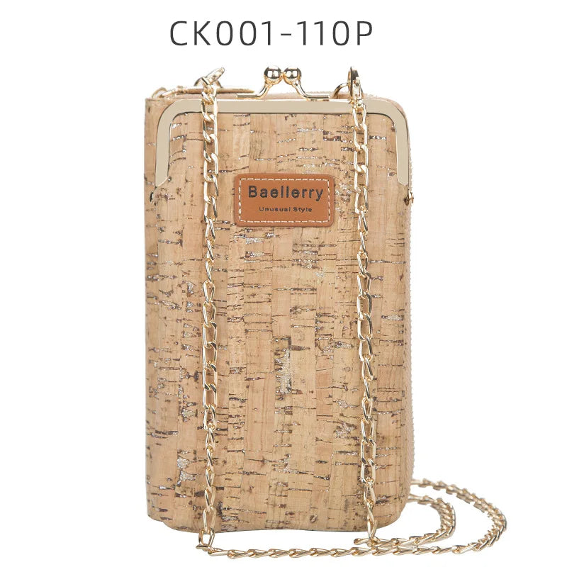 Wood Grain Multi-Card Ladies Wallet Shoulder Bag