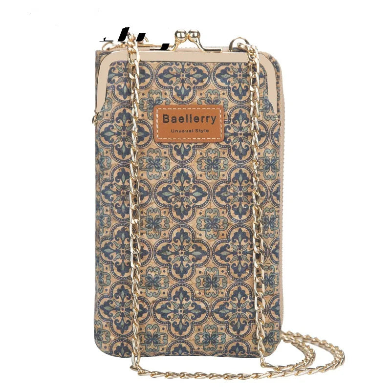 Wood Grain Multi-Card Ladies Wallet Shoulder Bag