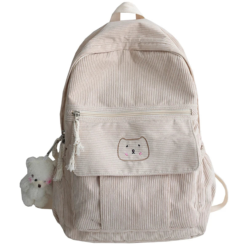 Corduroy Women Backpack Schoolbag Teen Travel Bags
