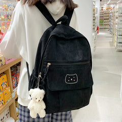 Corduroy Women Backpack Schoolbag Teen Travel Bags