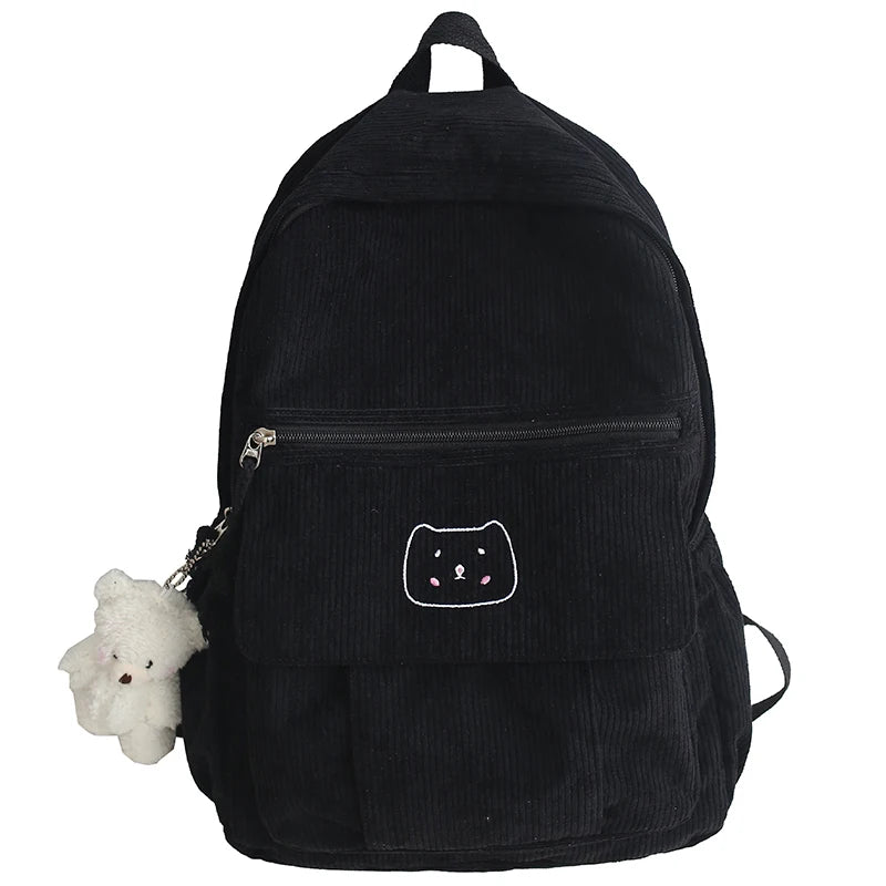 Corduroy Women Backpack Schoolbag Teen Travel Bags