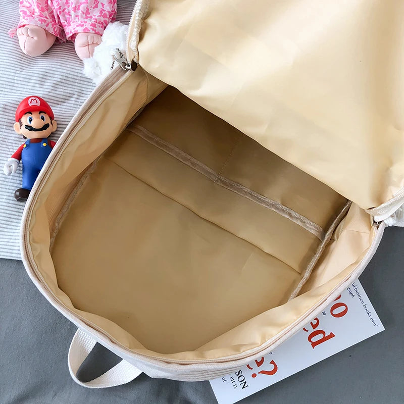 Corduroy Women Backpack Schoolbag Teen Travel Bags
