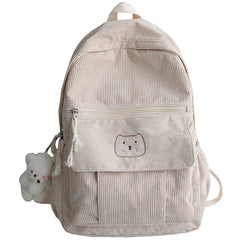 Corduroy Women Backpack Schoolbag Teen Travel Bags